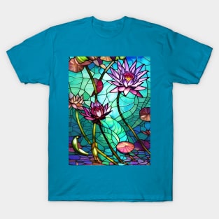 Stained Glass Water Lilies T-Shirt